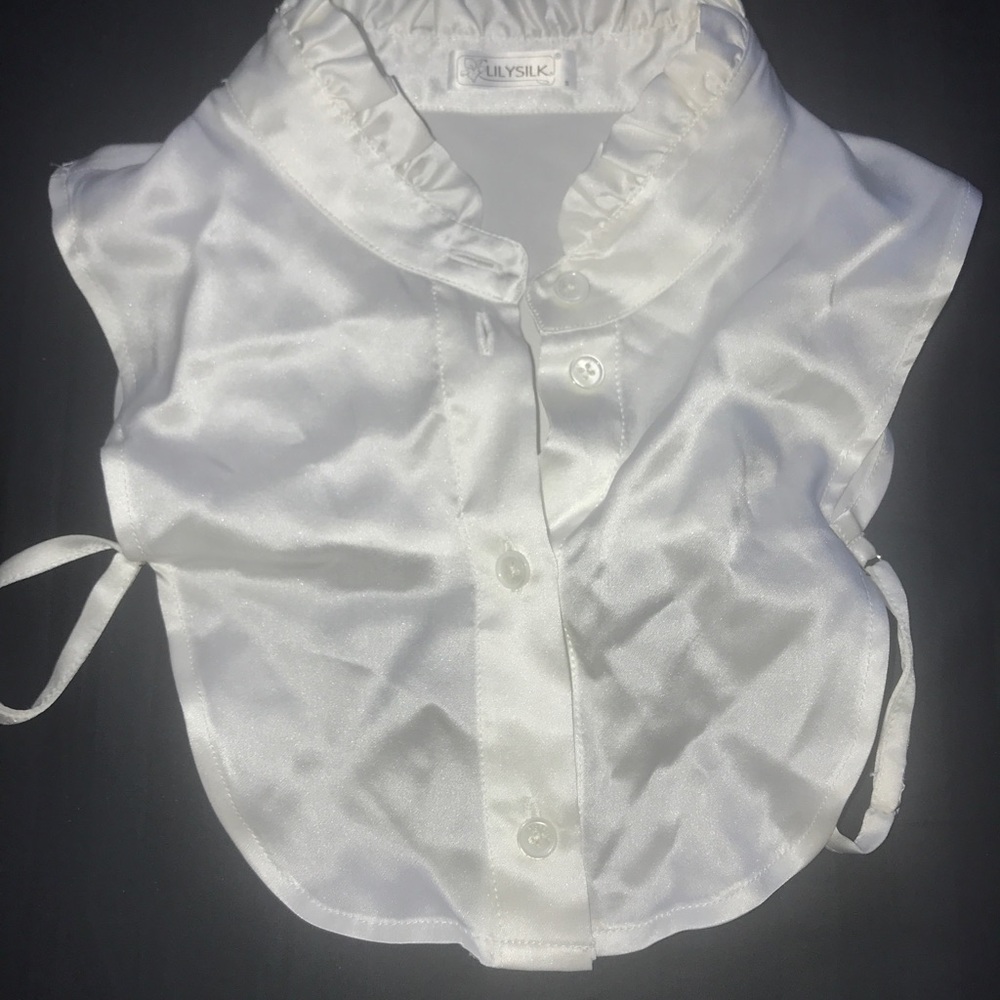 Lilysilk white partial blouse, size S.